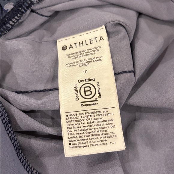 Athleta Avenue Wide Leg Crop Pants Blue Elastic Waist 10  Pockets! Athleisure - Picture 5 of 7